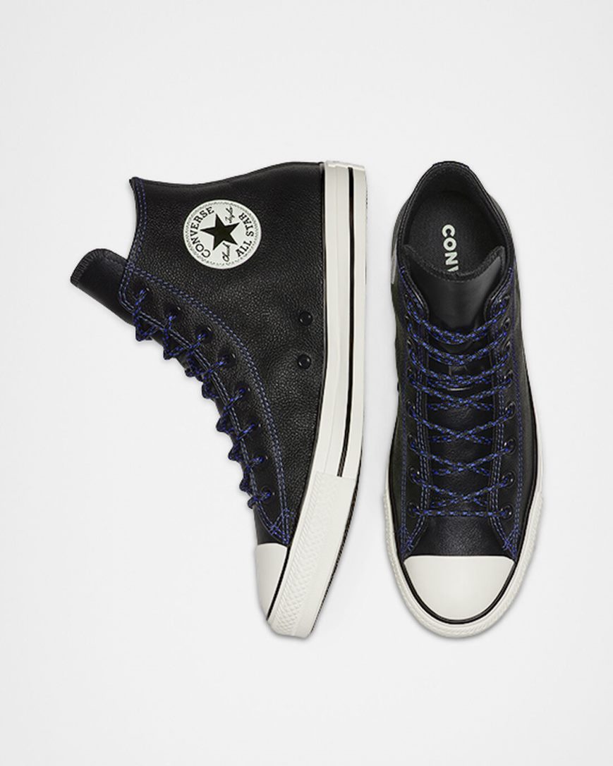 Zapatillas Altas Converse Tumbled Cuero Chuck Taylor All Star Mujer Negras Azul Real | PE 52PEW7